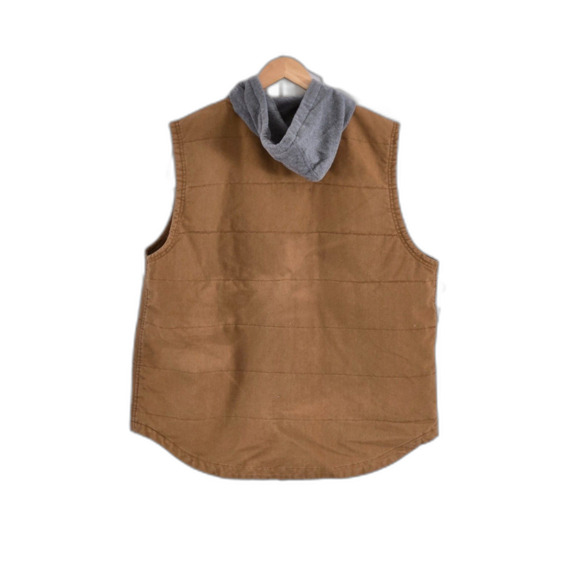 Wrangler Work Hooded Vest Men 2XL 50/52 Brown Zip Pockets - Picture 2 of 5